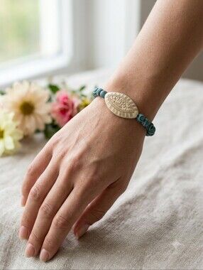 Handcrafted Matte Lake Blue Malachite Bead And Acrylic Accents Bracelet
